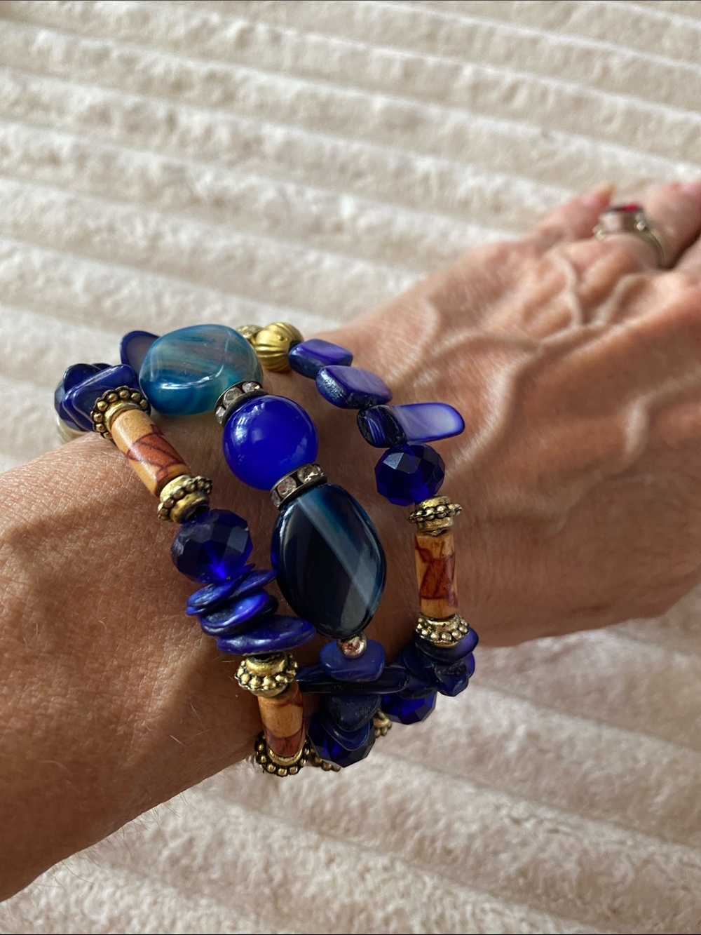 Blue Beaded Wrap Bracelet - Unbranded - Picture 1 of 3